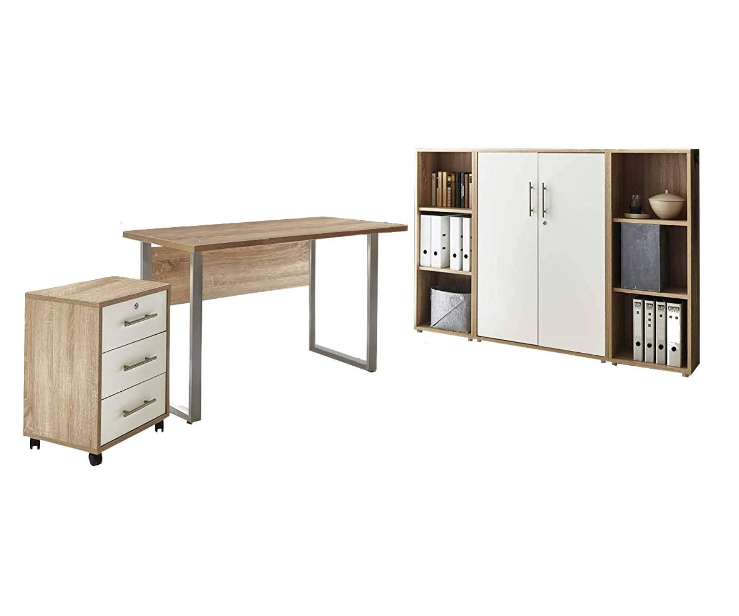 BMG Möbel Büromöbel-Set Office Edition Mini Set 2, (Spar-Set, 5 teiliges Büromöbelset), Büromöbel komplett Set für Arbeitszimmer und Homeoffice