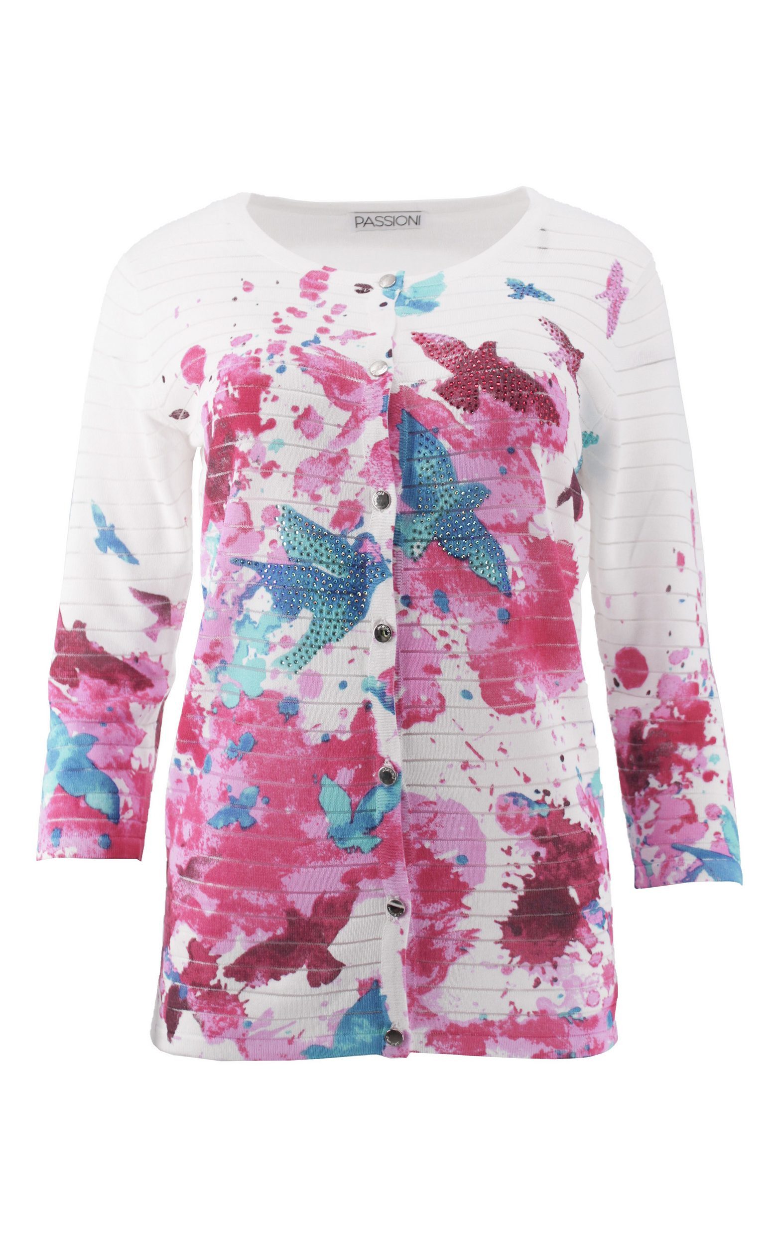 Passioni 2-in-1-Strickjacke Twinset mit abstraktem Muster günstig online kaufen