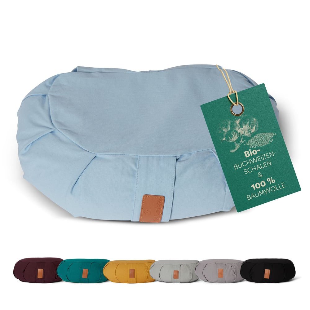 #DoYourYoga Yoga Bolster Zafu Halbmondkissen Ganesh, 100% Baumwolle Bio Bioweizenschalenfüllung 45x30x14 Yoga Meditation