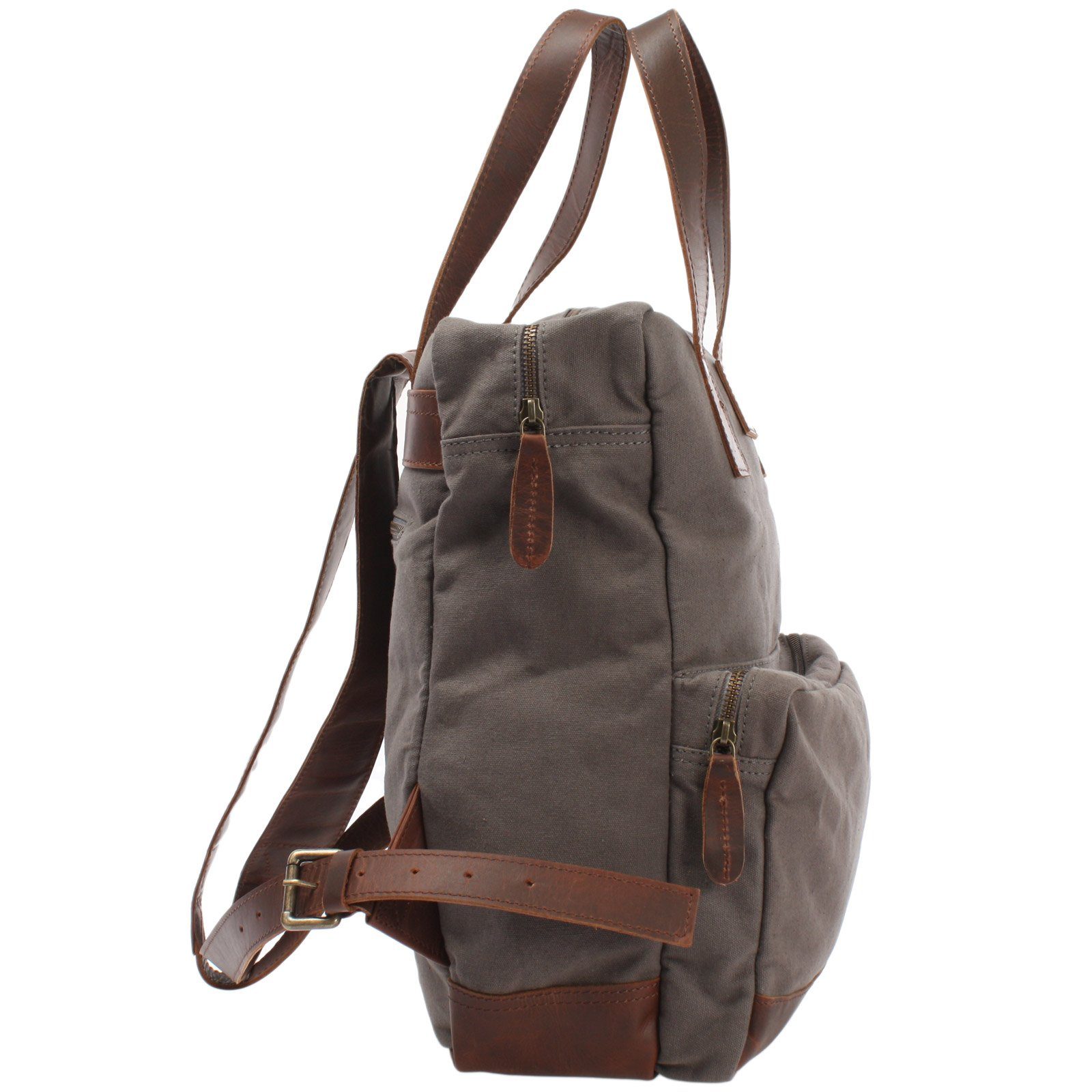 LECONI Freizeitrucksack großer Canvasrucksack Damen Herren DIN A4 Canvas Leder LE1019