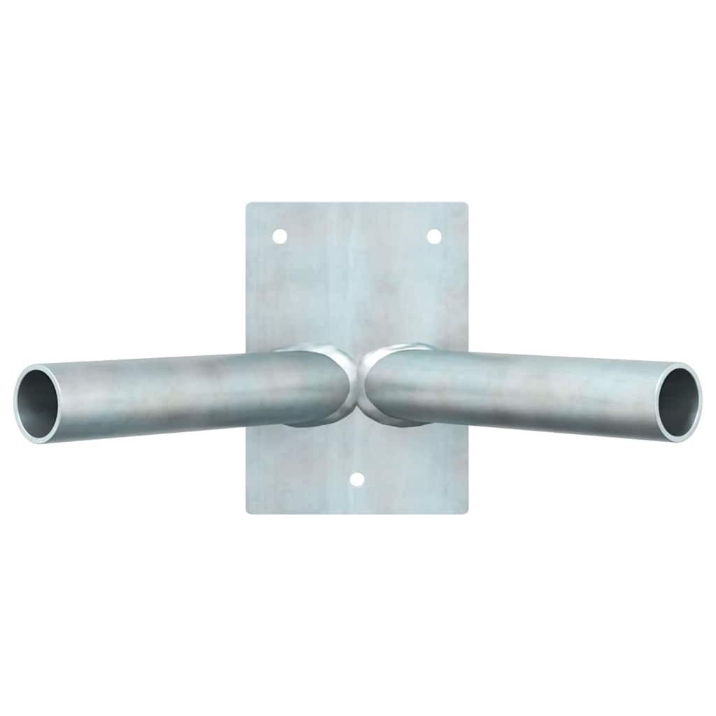 vidaXL Tandemstangen-Halterung Fahnen Pole Holde Silber 11,5 x 7,5 x 0,2 cm Stahl, (1-St)