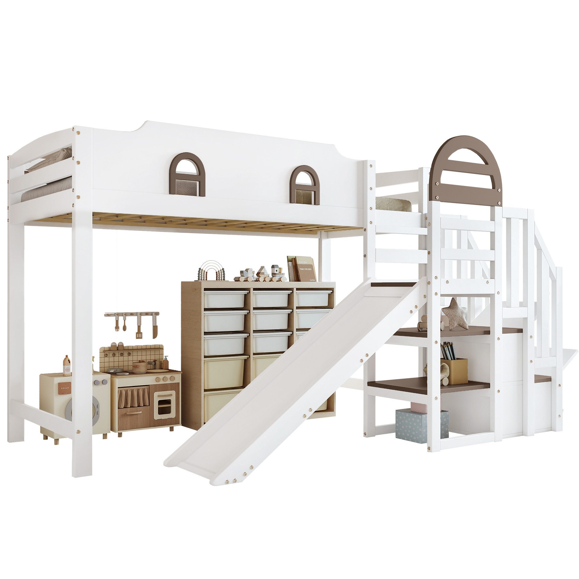 Merax Etagenbett (1-St), Kinderbett Hochbett 90x200cm günstig online kaufen