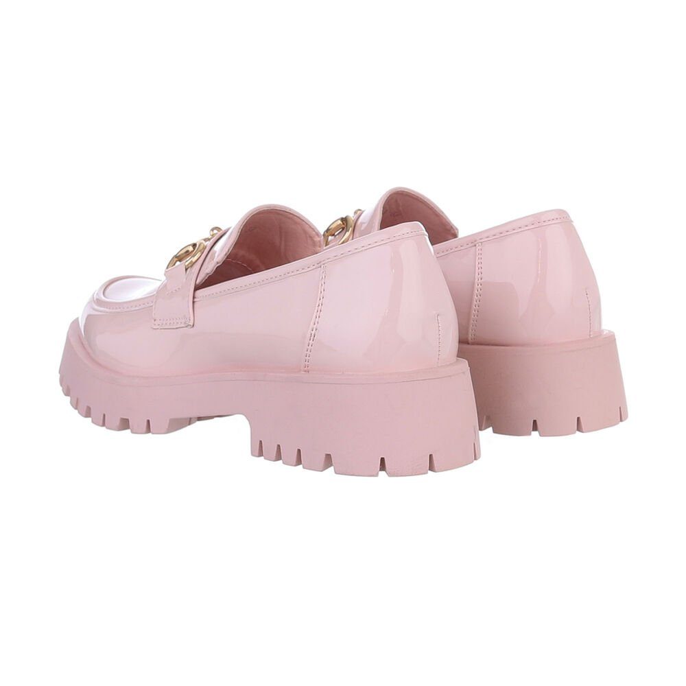 Ital-Design Damen Mokassins Freizeit Slipper (85757835) Blockabsatz Mokassins in Rosa