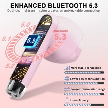 Drsaec Kabellos Bluetooth 5.3 IP7 Wasserdicht Ohrhörer LED-Anzeige In-Ear-Kopfhörer (Ergonomisches Design und stabile Verbindung für bequeme, zuverlässige Nutzung., mit 4 Mic,2023 Neue ENC Noise Cancelling Wireless Earbuds48HTieferBass)
