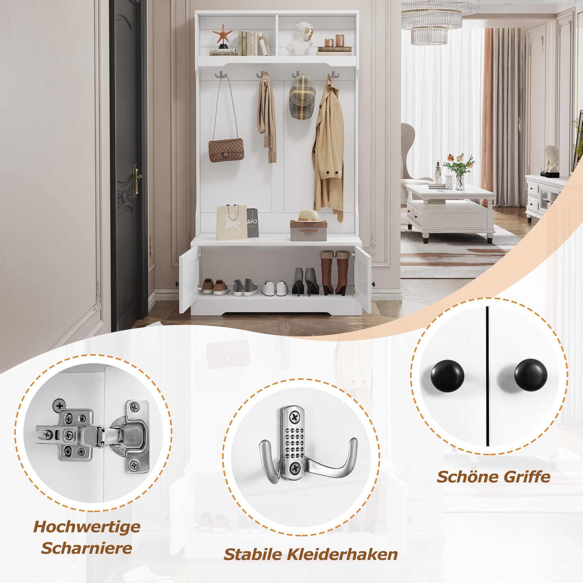 Merax Garderoben-Set inkl. Schuhbank und Haken, günstig online kaufen