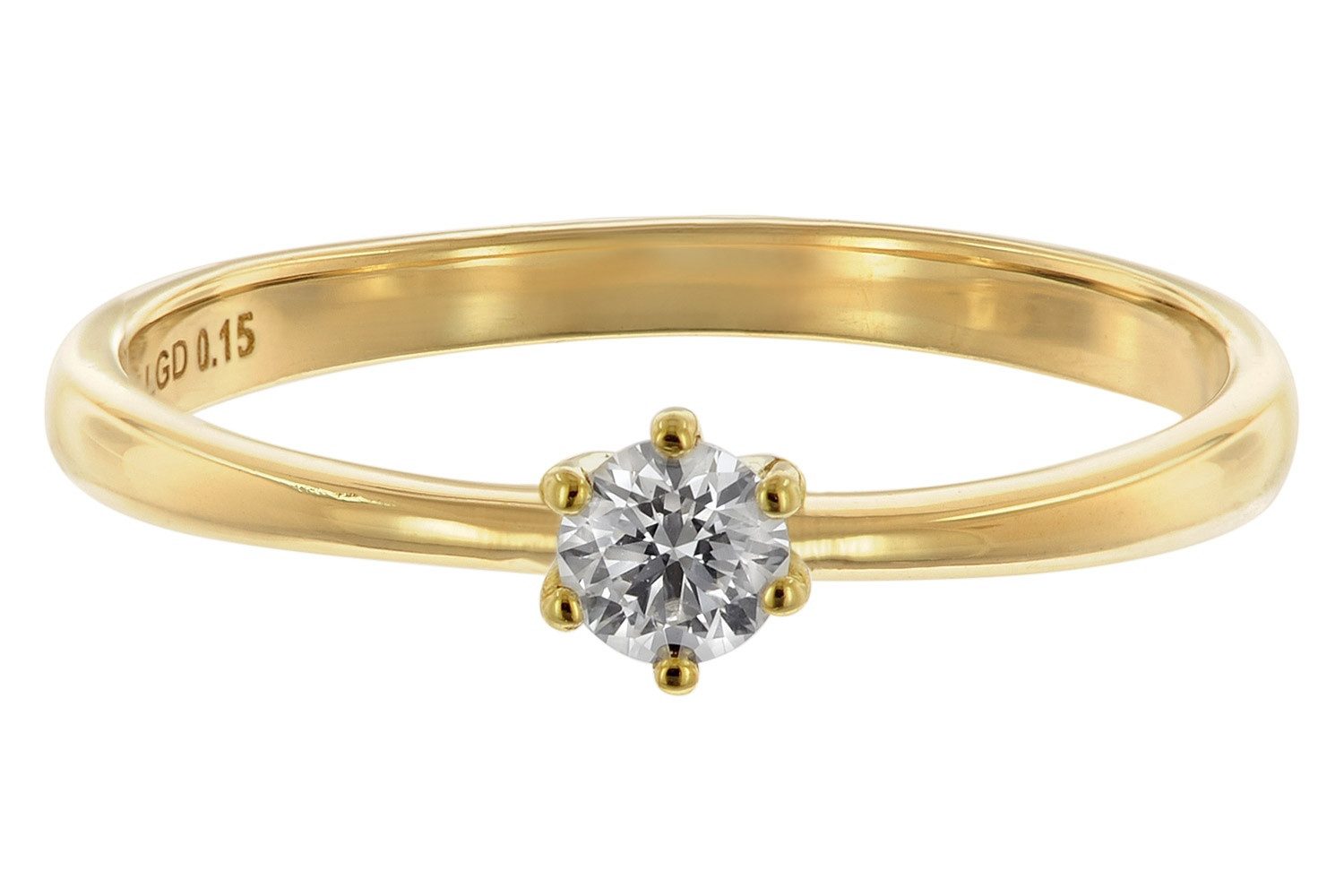 Glizz Solitärring Damenring mit Lab Grown Diamant 0,15 ct Gold 333 Brillant günstig online kaufen