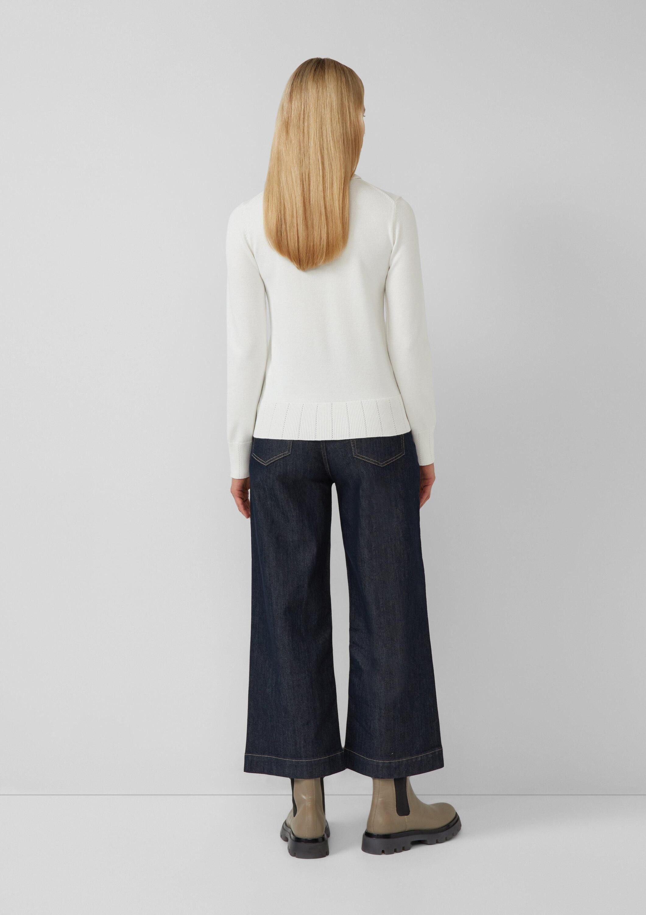 s.Oliver Longpullover Strickpullover Slim-Fit-Pullover mit Ajour-Details