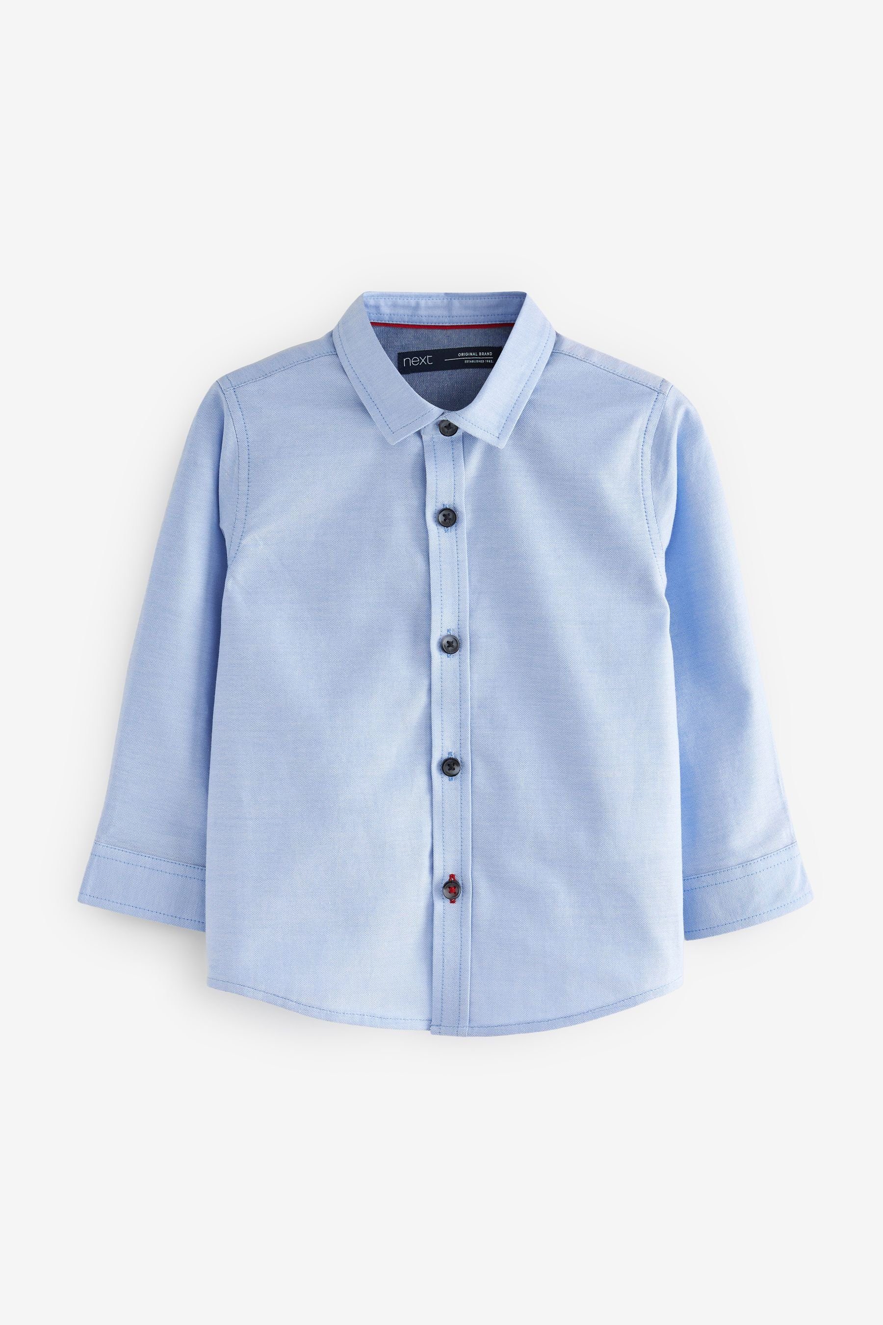 Langärmeliges Jeanshemd Besätzen (1-tlg) Next Blue Oxfordhemd mit