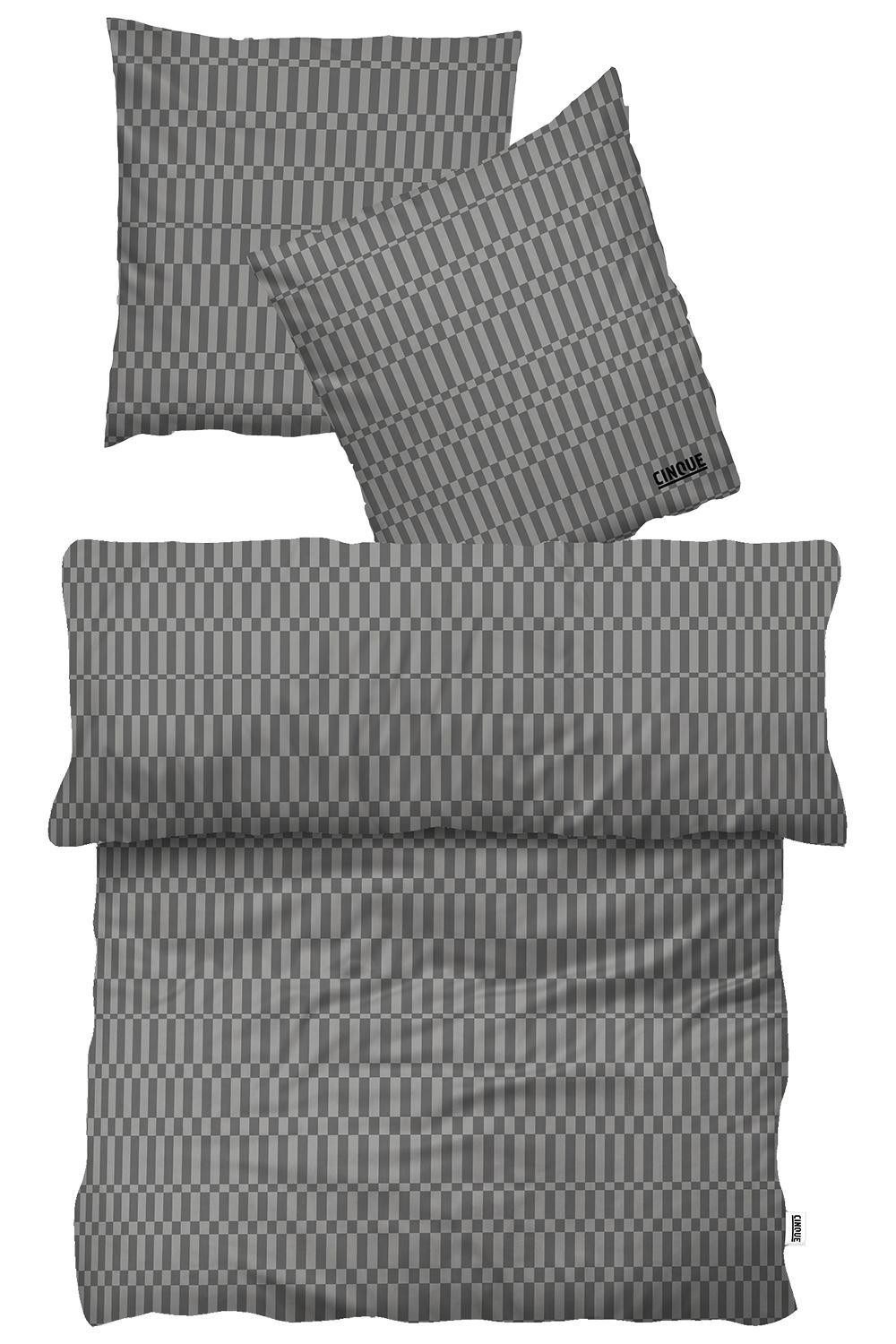 Cinque Bettwäsche LINE, Grau, 200 x 200 cm, Reißverschluss, Satin, 1 teilig, 100% Baumwolle
