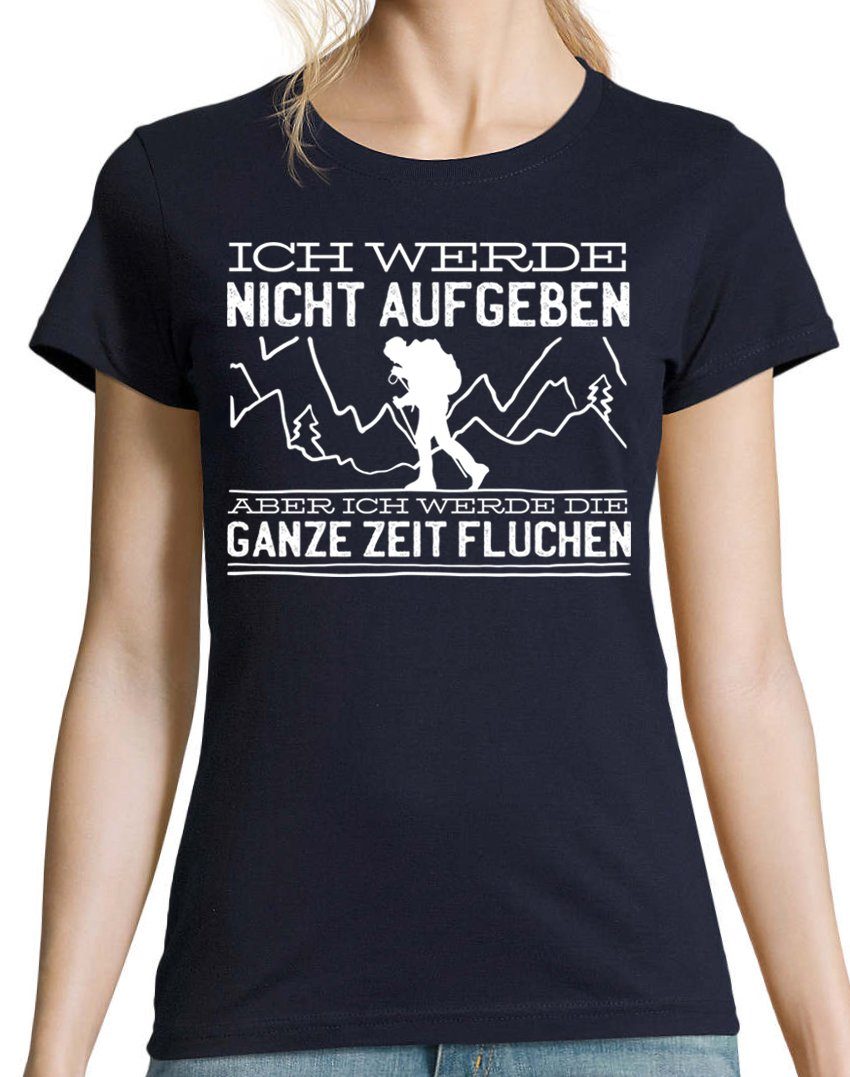 T-Shirt Nicht Youth mit T-Shirt Damen Wandern Aufgeben Frontprint Designz trendigem Navy