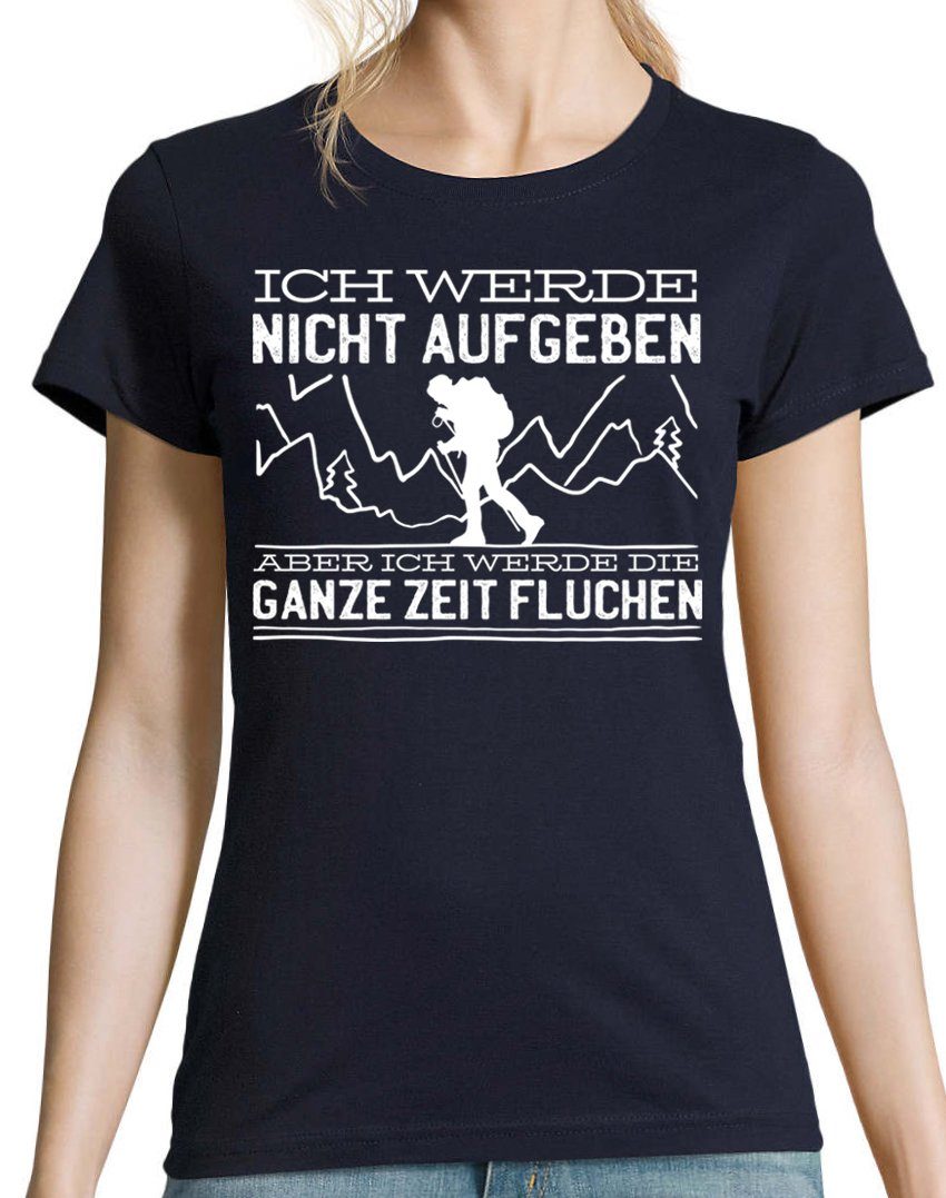 Damen Frontprint Designz Nicht T-Shirt Youth trendigem Aufgeben Wandern T-Shirt Navy mit