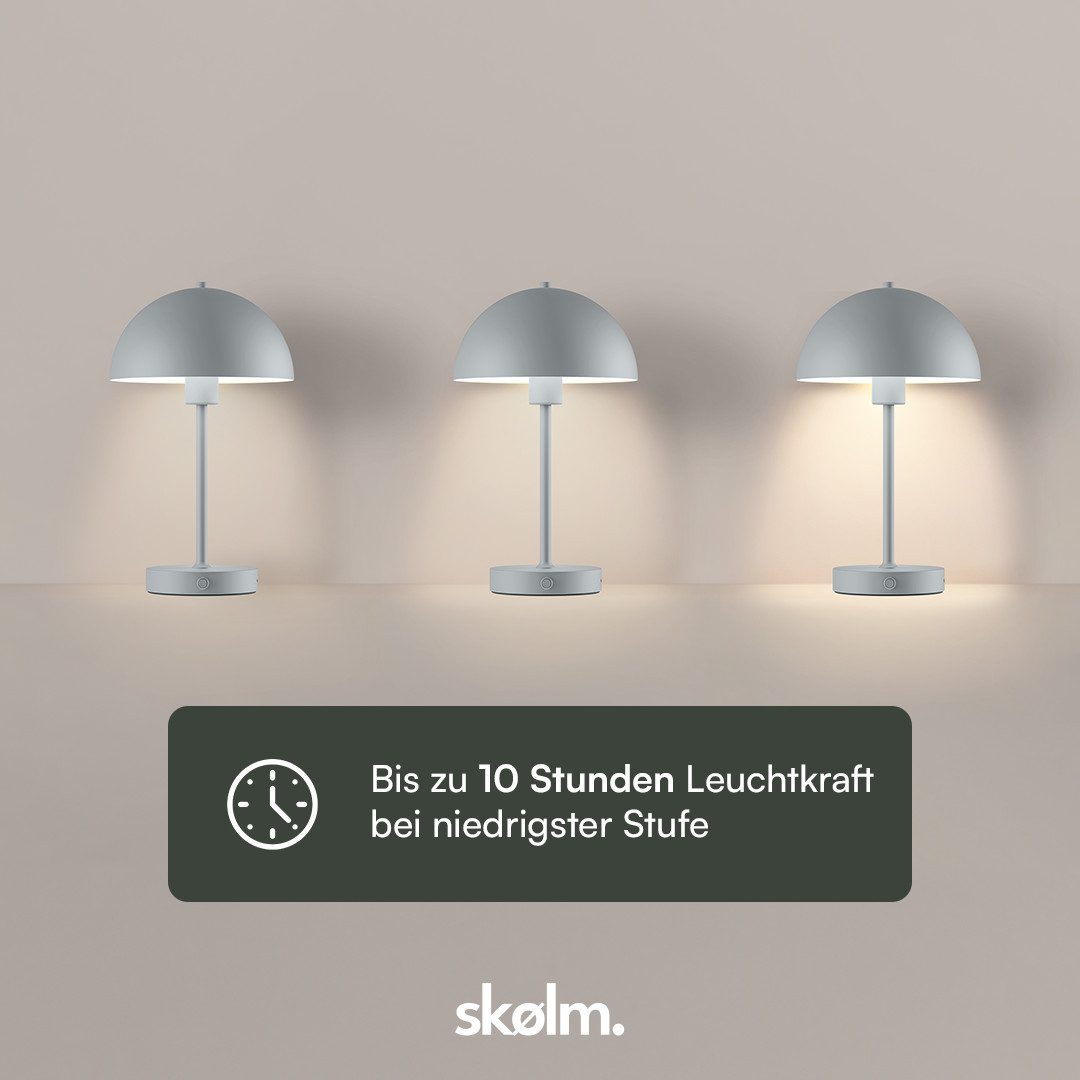 skølm Tischleuchte Aeriala mit Akku, Grau, warmweißes Licht, Nachttischlampe dimmbar, LED Tischleuchte aufladbar, Pilzform – Bild 5 von 5
