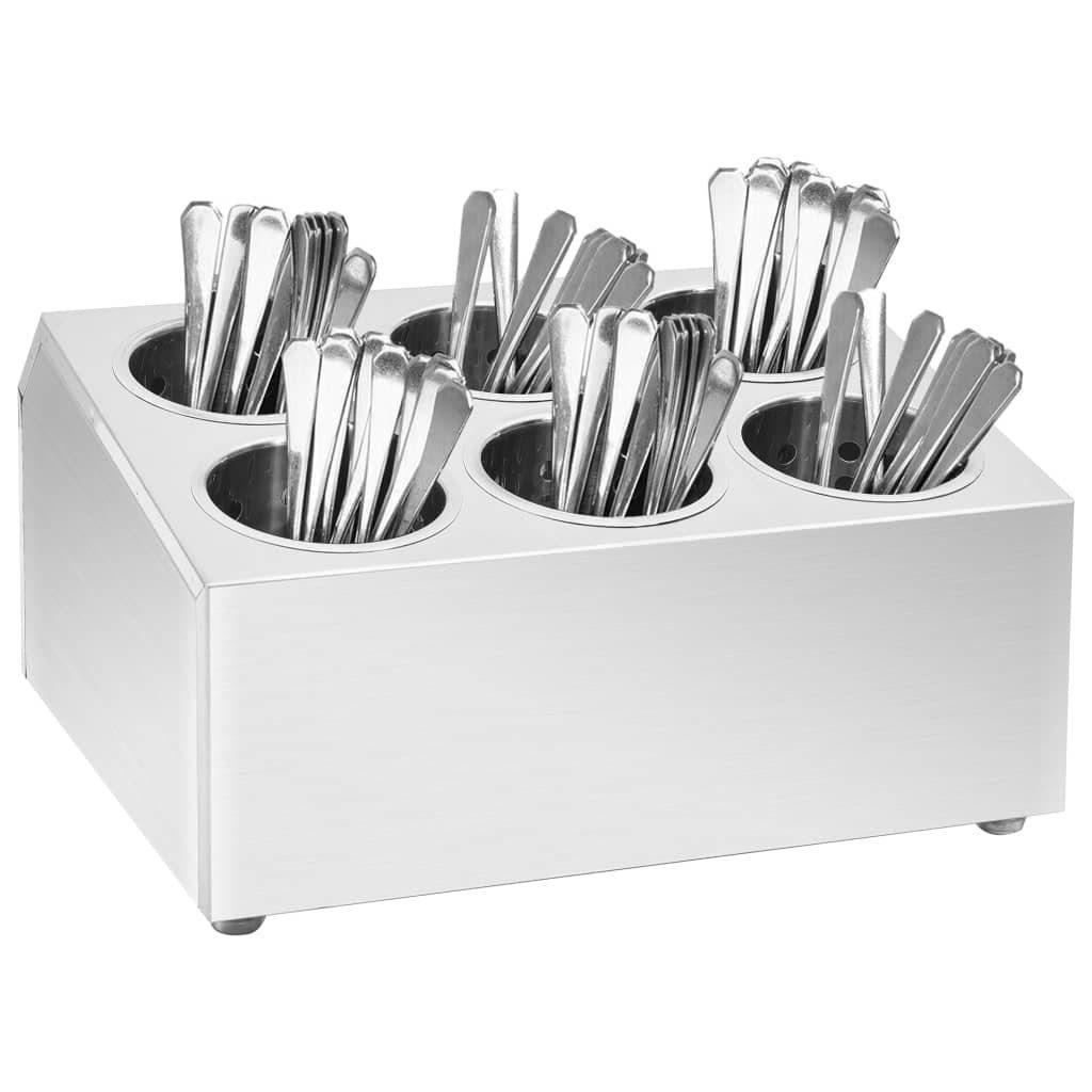 vidaXL Besteckkasten Besteckbehälter 6 Fächer Quadratisch Edelstahl