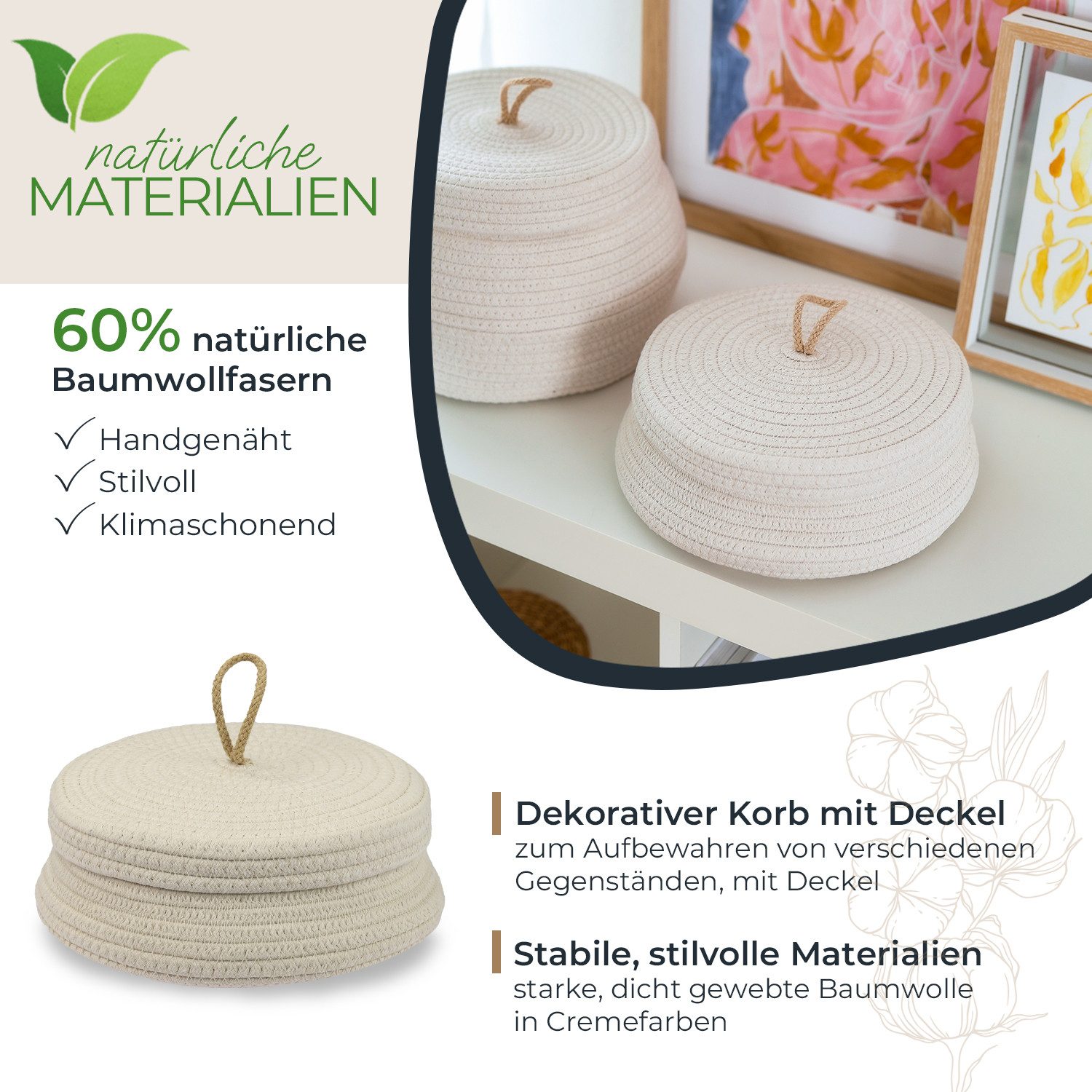 HMF Aufbewahrungskorb Aufbewahrungskorb Badezimmer rund, Korb mit Deckel au günstig online kaufen