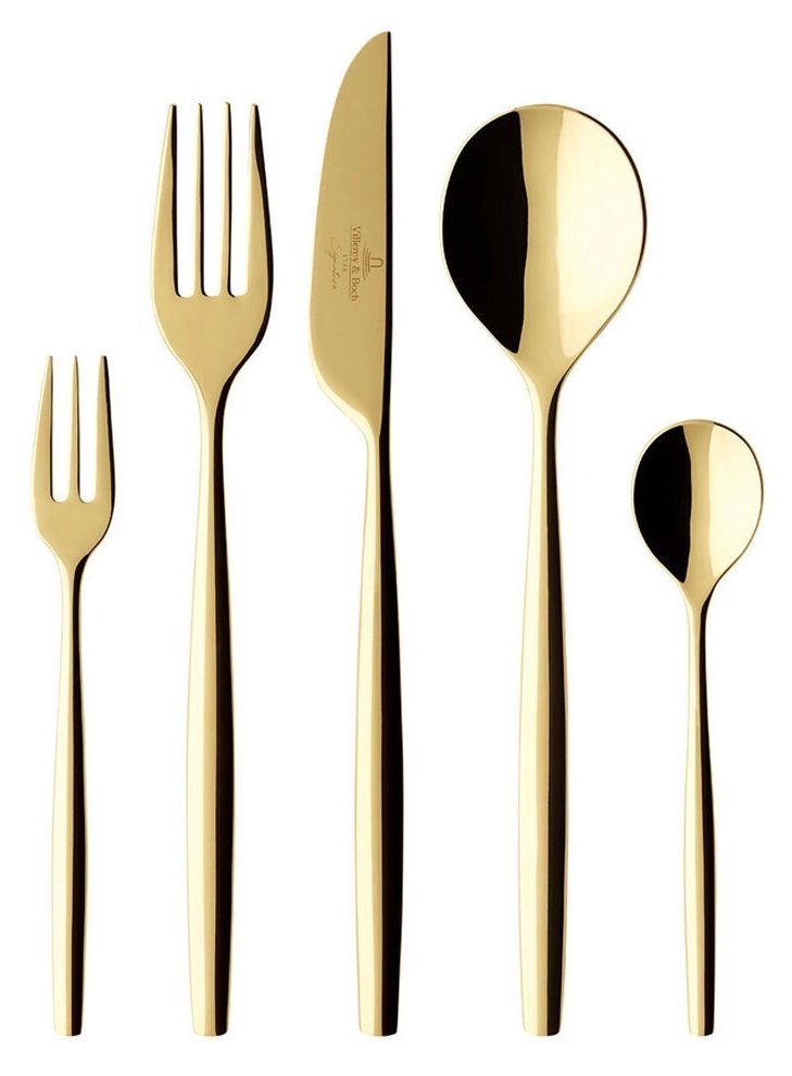 Villeroy & Boch Besteck-Set Signature Metrochic d'Or Tafelbesteck 30tlg, Edelstahl vergoldet, MetroChic d'Or Tafelbesteck 30tlg.