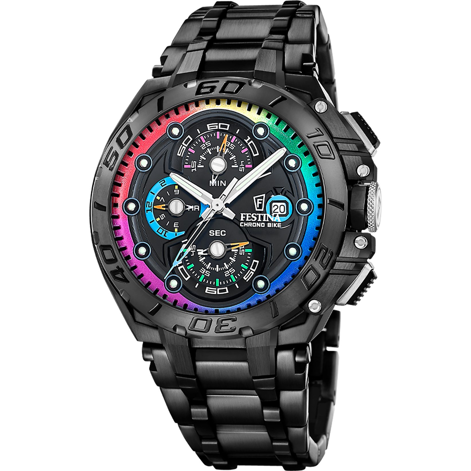 Festina Chronograph Chrono Bike Limited Edition F20761_1, (Set, 4-tlg., mit Wechselbändern und Bandwechsler), Quarzuhr, Armbanduhr, Herrenuhr, Edelstahlarmband