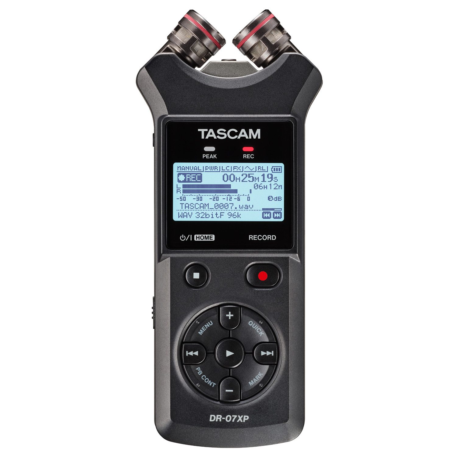 Tascam Tascam Audio-Recorder DR-07XP 2-Kanal Aufnahmegerät Digitales Aufnahmegerät (Tragbarer 2-Kanal-Handheld-Audiorecorder)