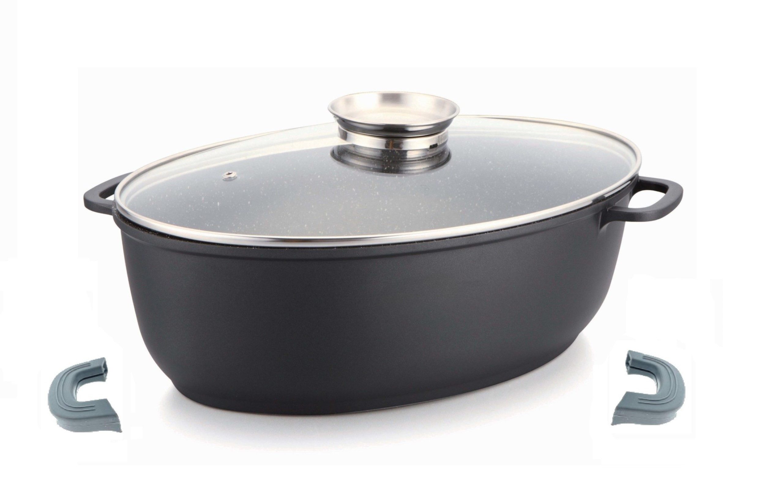 Cheffinger Schmortopf Alu Guss Oval ø38cm Induktion Topf Schmortopf Marmorbeschichtung