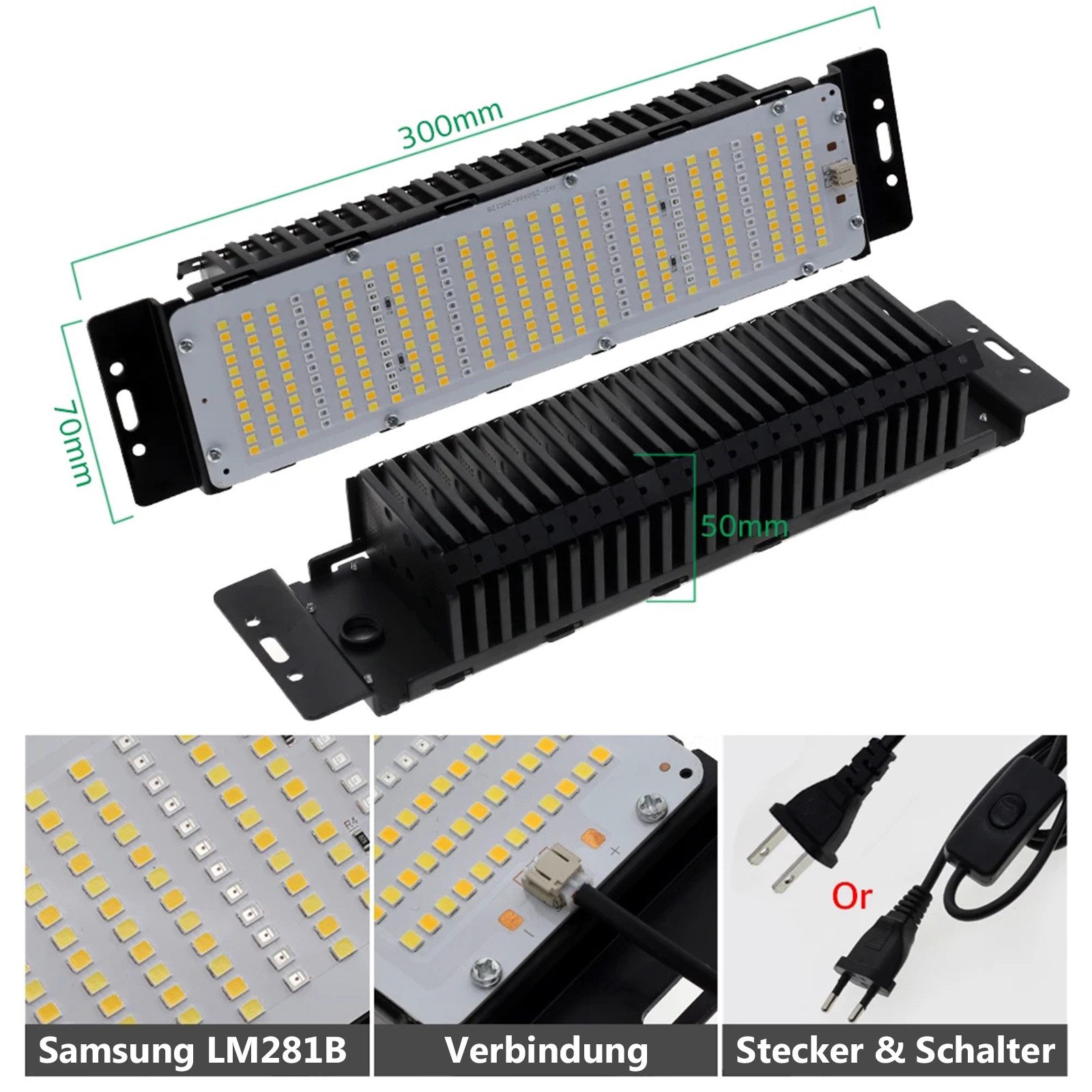 Jibenhome Pflanzenlampe 50W 312 LED Pflanzenlampe Vollspektrum Pflanzenlicht, Wachstumslampe, Grow Light für Zimmerpflanzen Sprießen Gemüse Blüte