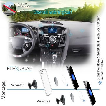 FLEXD-X FLEXD-CAR Silber Smartphone-Halterung, (Auto Smartphone Halterung Autohalterung, versperrt keine Sicht)