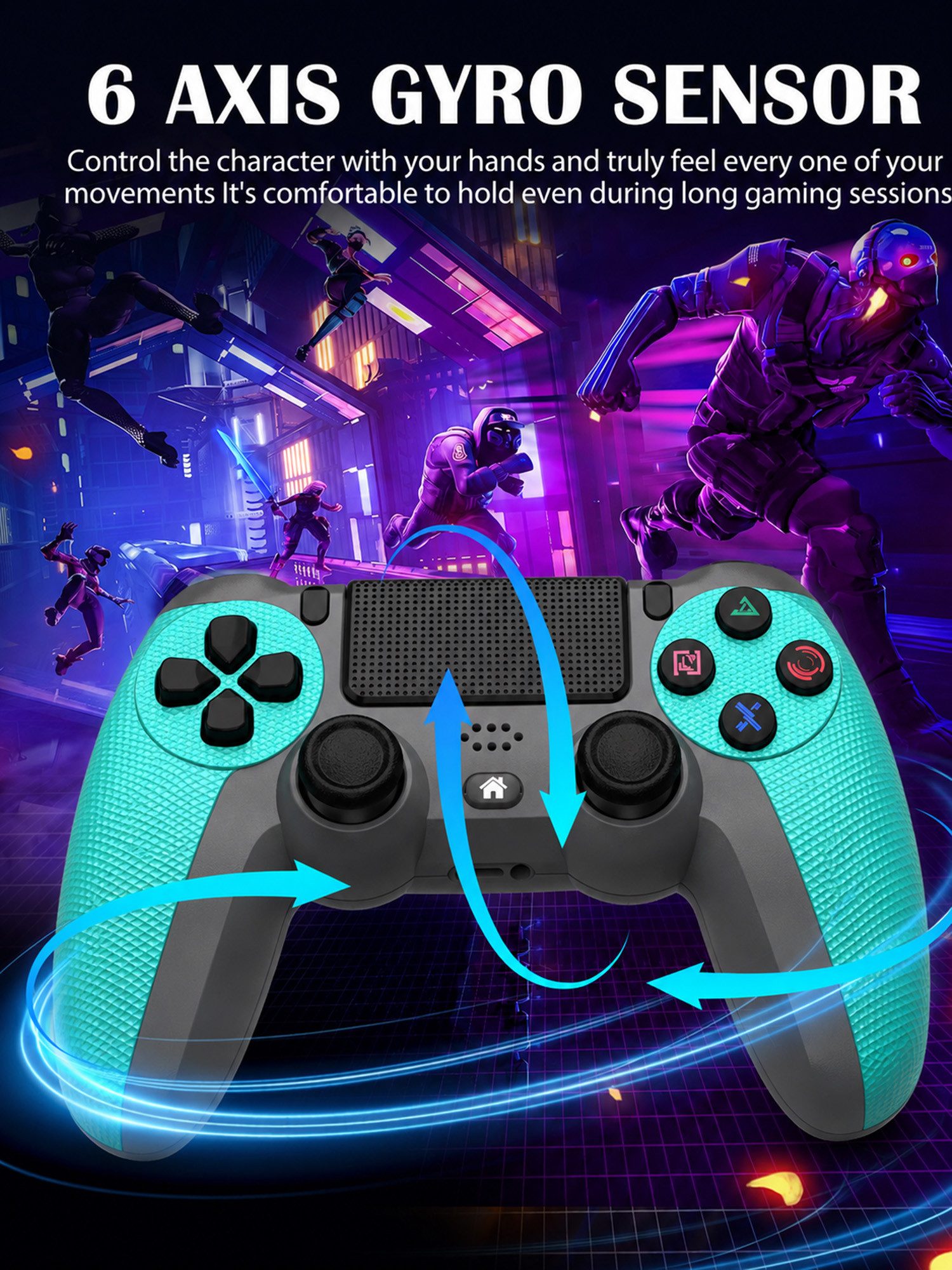 Luckice Gamecontroller, PS4 Controller, Dualshock,Wireless PC-Controller Gamepad (Set, 1 St., 6-Achsen-Gyrosensor Doppelvibration Share-Funktion integrierter)