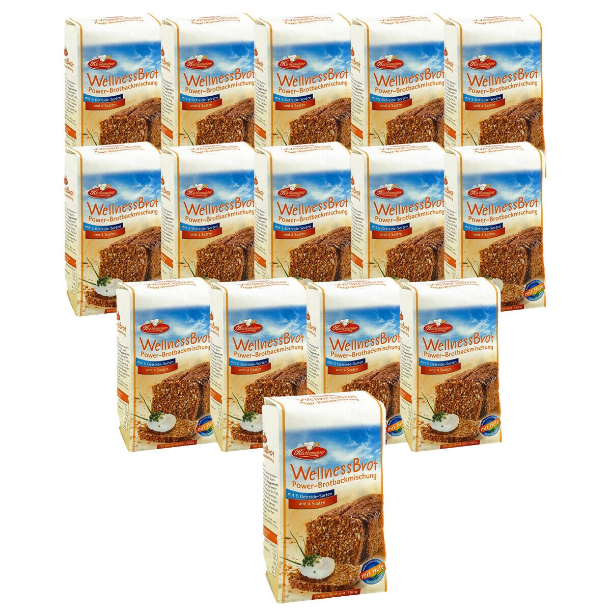 Bielmeier Backmischung Wellnessbrot Power Küchenmeister, 1 x 7500 g, Made in Baden-Württemberg (SET314026-15)