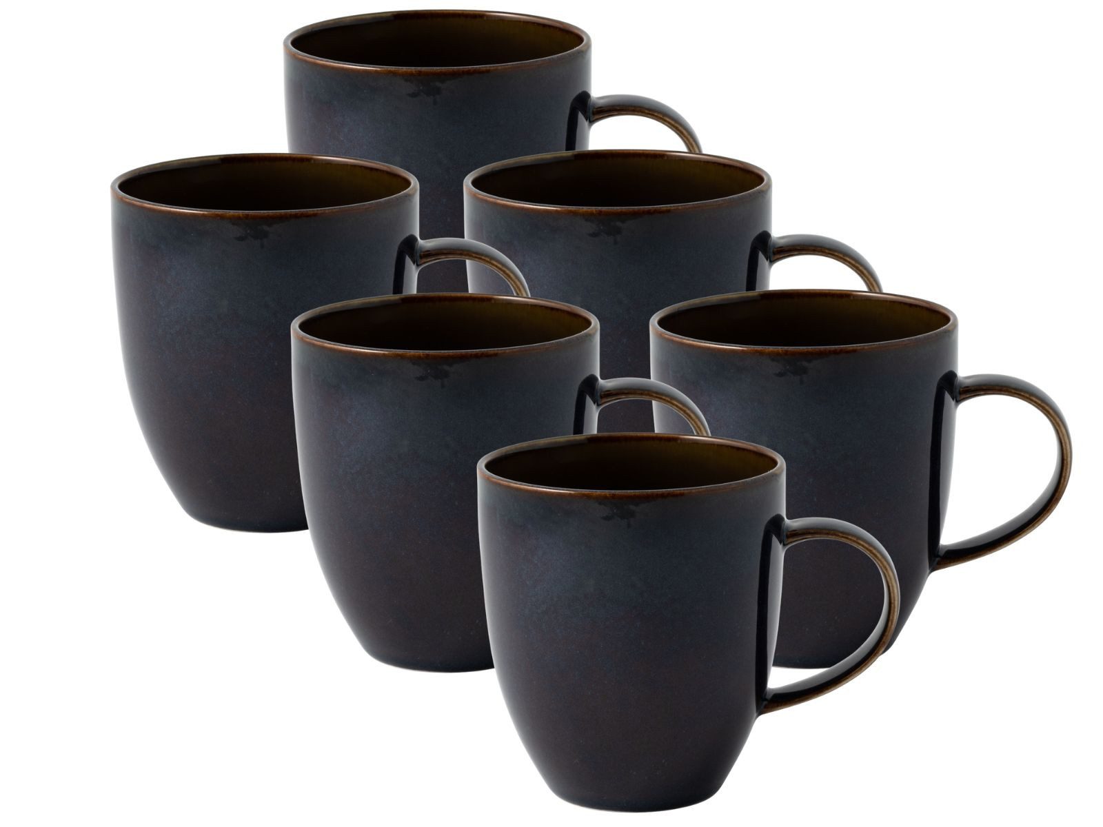 like. by Villeroy & Boch Geschirr-Set Crafted Denim Becher mit Henkel 0,35l Set6, Premium Porcelain