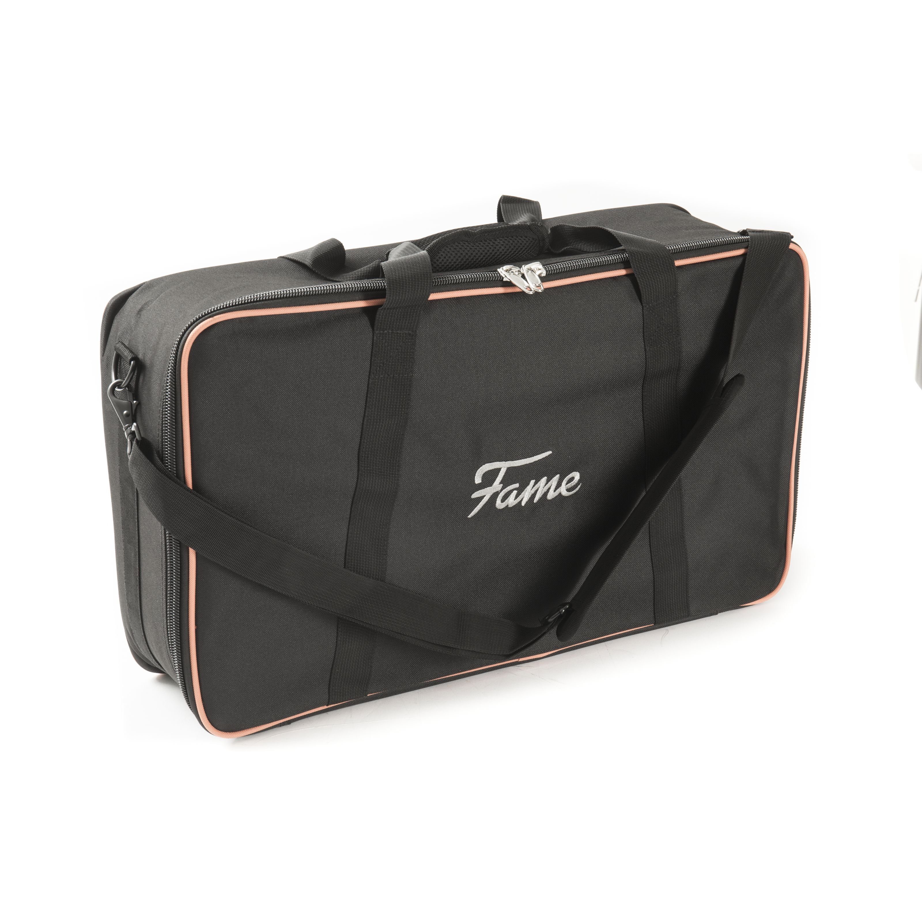 FAME Gitarrentasche (Premium Medium Pedalboard Tasche Wetterfest Gepolstert Effektgeräte Tragetasche Rucksackgarnitur Zubehörfach Stabil Oxford Black Innenmaße 540x360x140mm, Gitarrenkoffer und Gitarrentaschen, Taschen für Effektgeräte), Pedalboard Tasche, Wetterfest, Gepolstert