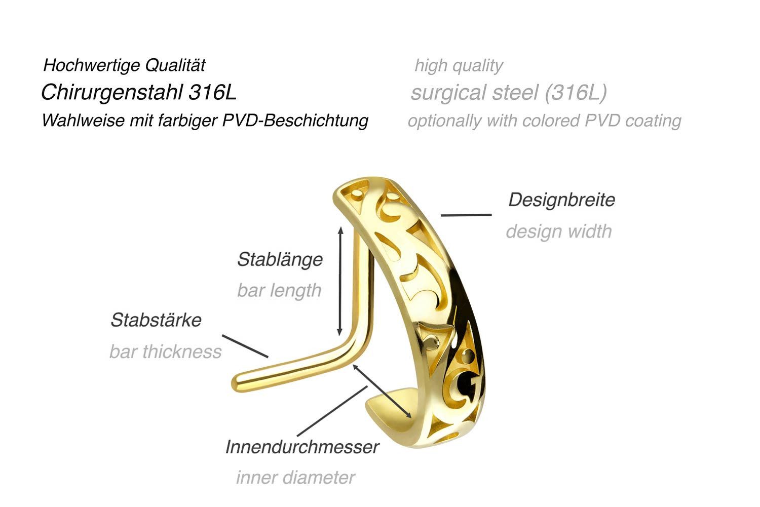 PIERCINGLINE Nasenpiercing Chirurgenstahl Nasenstecker ORIENTALISCHES DESIG günstig online kaufen