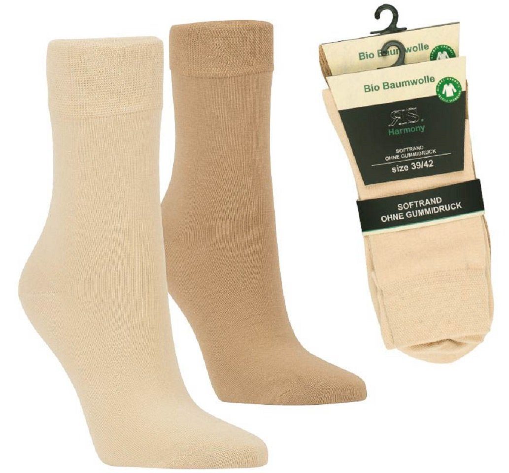 RS Harmony Basicsocken Biosocken aus 98% zertifizierter Biobaumwolle Organic Bio Socken (2 Paar) hellbeige-dunkelbeige