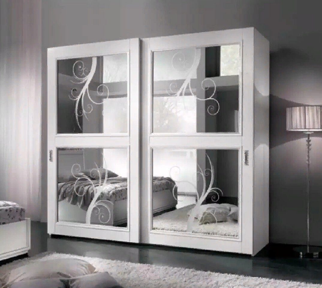 JVmoebel Schlafzimmer-Set Kleiderschrank Möbel Bett Nachttische Kommode Spiegel), in Bett Nachttische 2x Kommode, + Luxus + (6-St., Made Schlafzimmer Nur + 2x Italy + Set