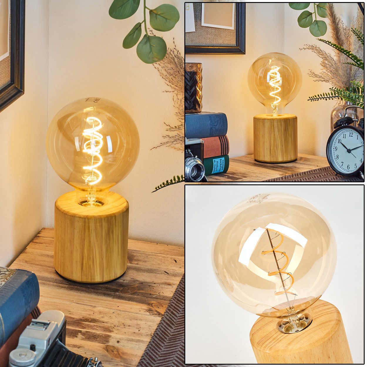 hofstein Tischleuchte Tischlampe aus Holz in günstig online kaufen