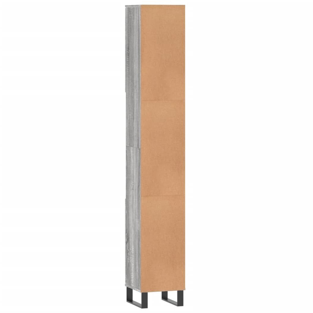 Badschrank Holzwerkstoff Grau (1-St) 30x30x190 cm Sonoma vidaXL Badezimmerspiegelschrank