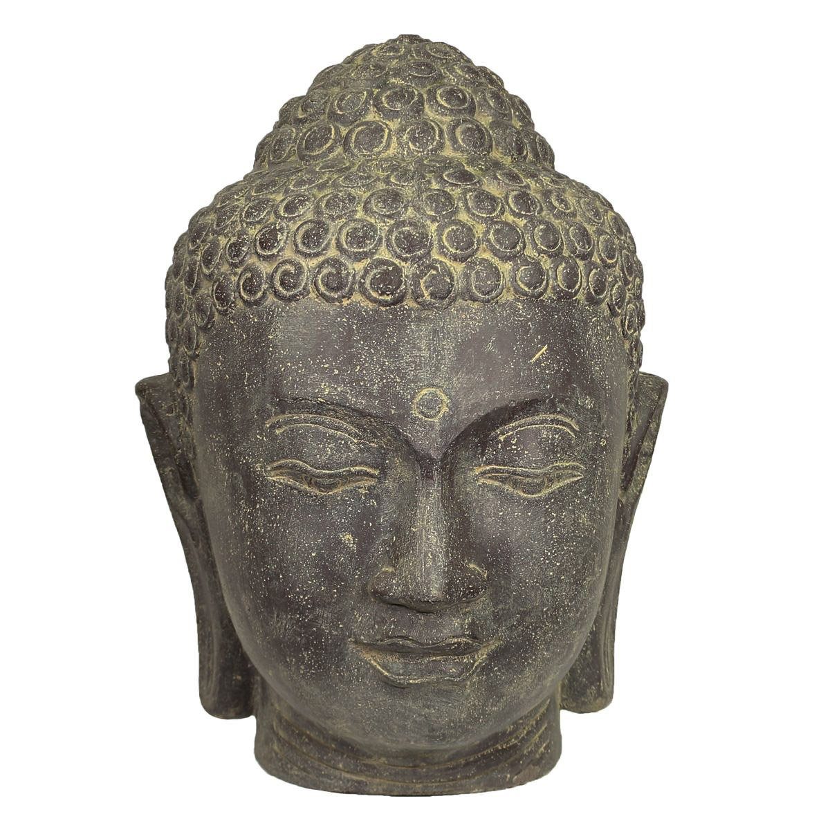 Oriental Galerie Dekofigur Buddha Kopf (1 cm 55 St), Lavastein Handarbeit aus in Herstellung im traditionelle Gartenfigur Ursprungsland
