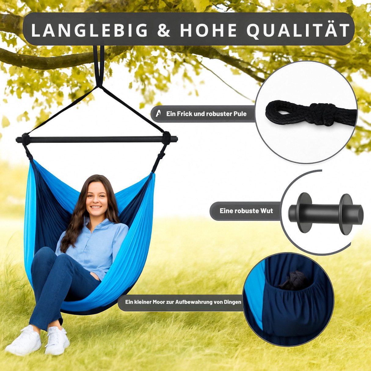 Diyarts Hängematte (XL Hängesessel bis 225 kg, faltbar, mit Metallstütze & günstig online kaufen