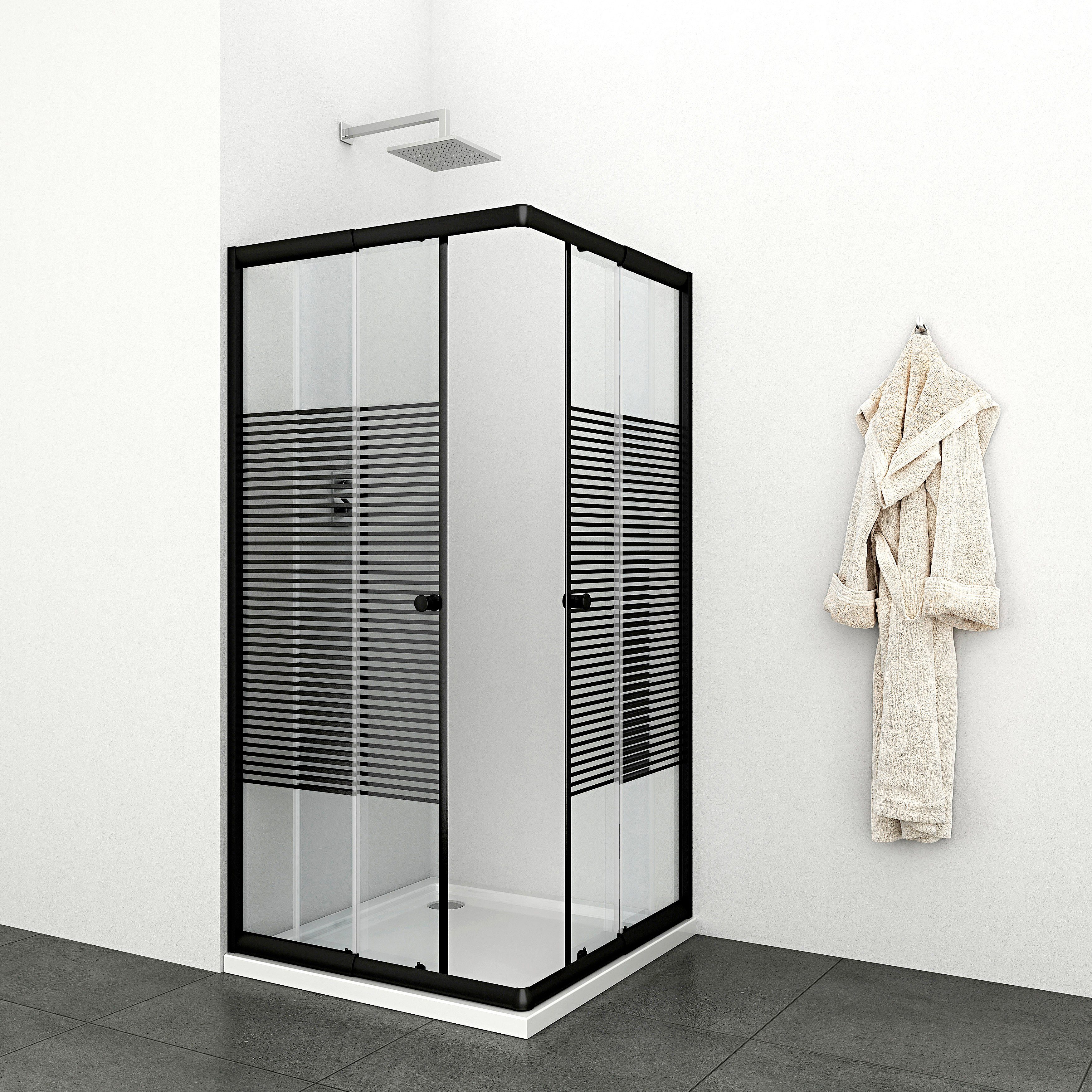 welltime Eckdusche Trento Nero Plus, BxT: günstig online kaufen