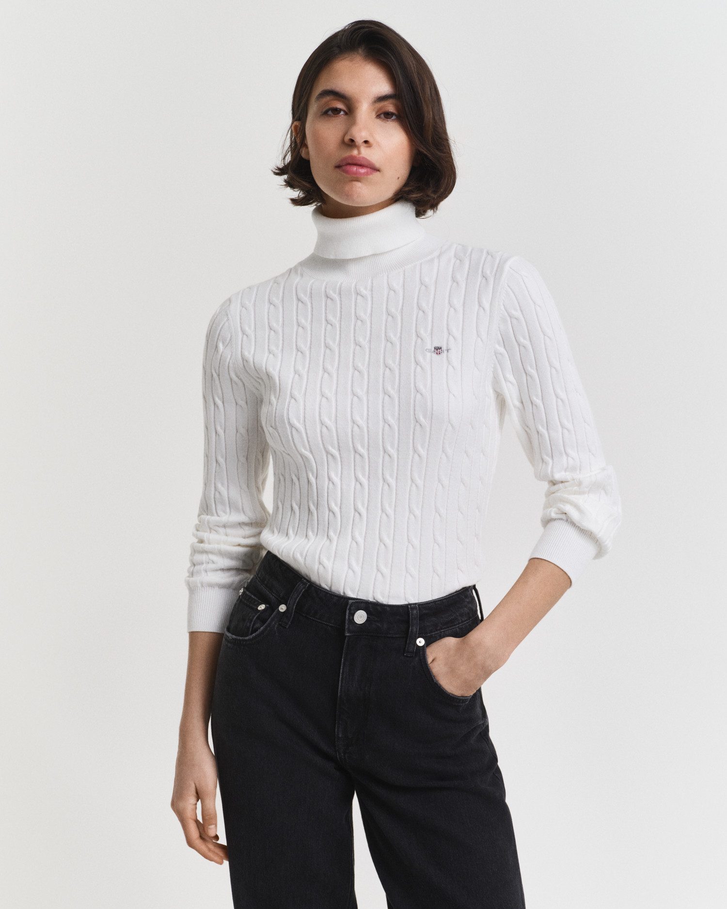 Gant Rollkragenpullover STRETCH COTTON CABLE TURTLENECK mit Zopfmuster
