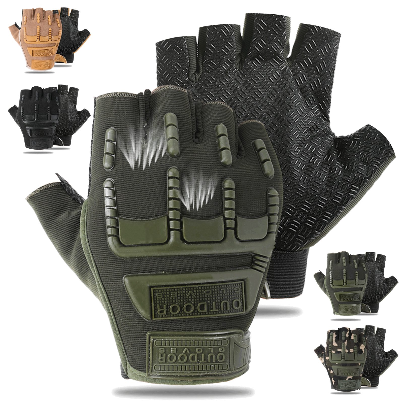 BTTO Trainingshandschuhe Sporthandschuhe,Trainingshandschuhe für Herren Damen Outdoor Fitness Handschuhe,gym gloves,Für Krafttraining,Kraftsport,Radsport Army grün