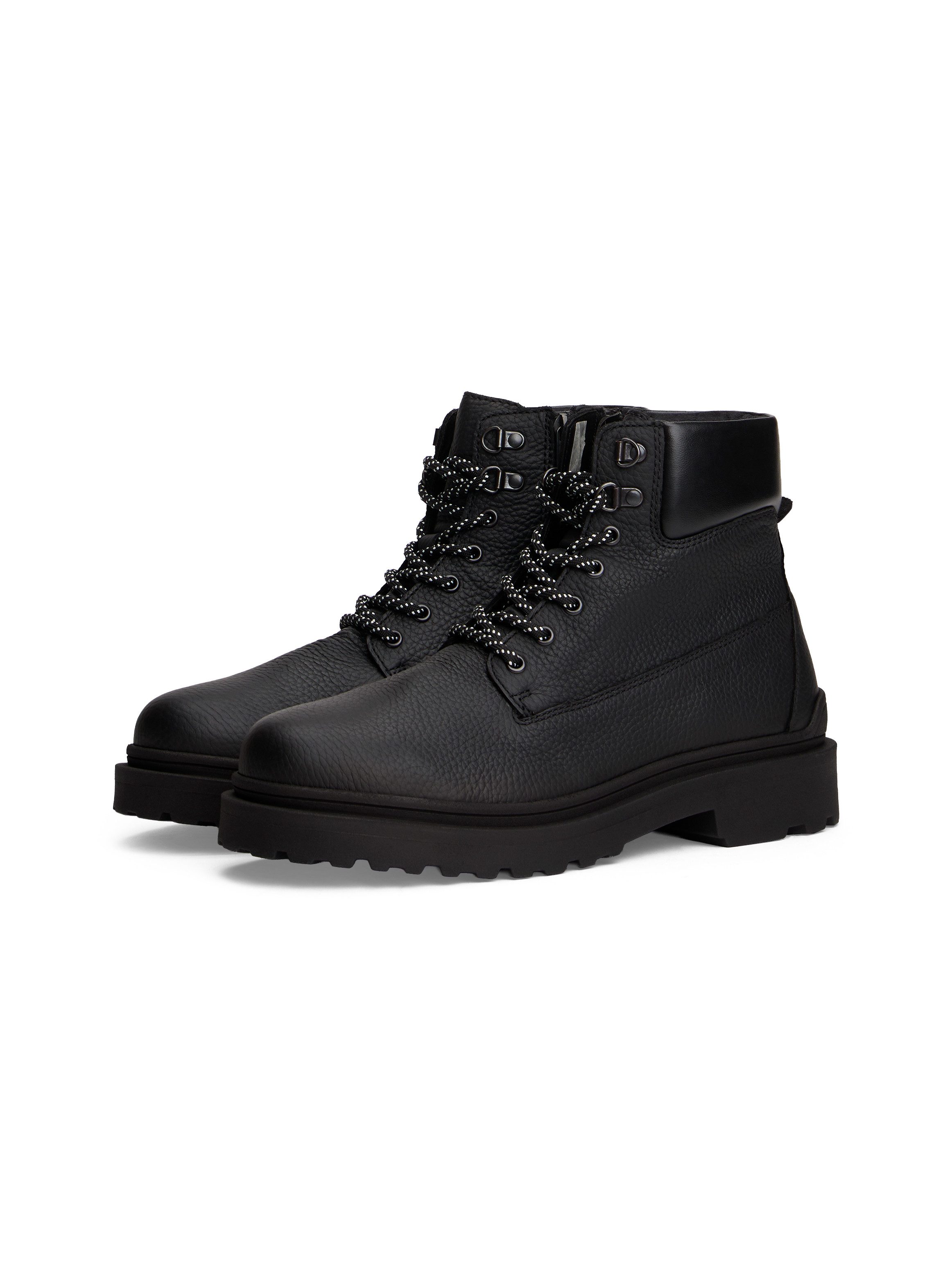 Tommy Jeans TJM LACE UP BOOT LEATHER Schnürboots, Schnürstiefelette mit weich abgepolstertem Schaftrand