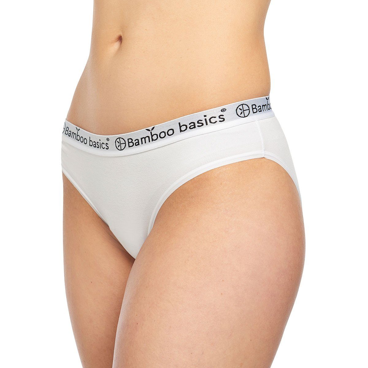 Bamboo basics Slip YARA, Damen Slips Pack 3er - Weiß Logo-Bund
