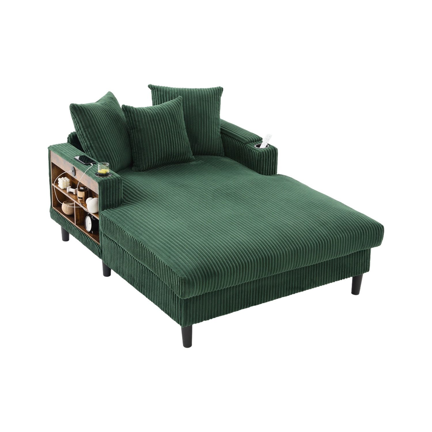 ANYSUN Sessel Cord-Schlafsofa,Relaxsessel Cord,Lesesessel bequem, (mit Chaiselongue & großer Liegefläche, LED-Beleuchtung, Stauraum), Multifunktionale Cord-Lounge,fur Wohnzimmer, Büro & Wohnung,Apartment