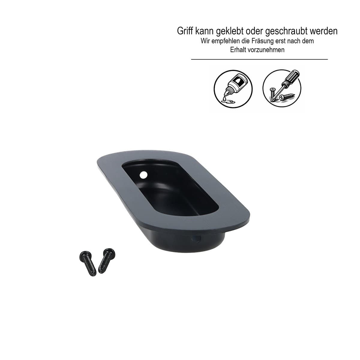 MS Beschläge Schiebetürmuschel Einlassmuschel oval 120x40mm Edelstahl Möbelgriff, Muschelgriff gebürstet - Einlassgriff Türgriff – Bild 2 von 5