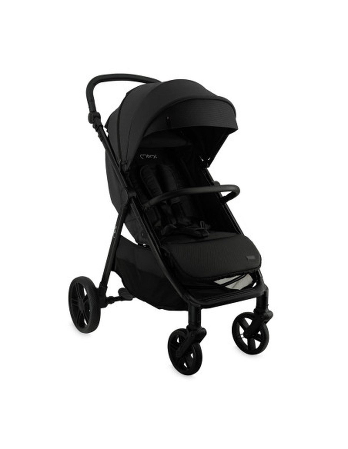 MoMi Kinder-Buggy MoMi CLARA Kinderwagen in Schwarz - geräumig, verstellbarer Griff, Geeignet für Kinder ab den ersten Lebenstagen, 4-Rad-Federung