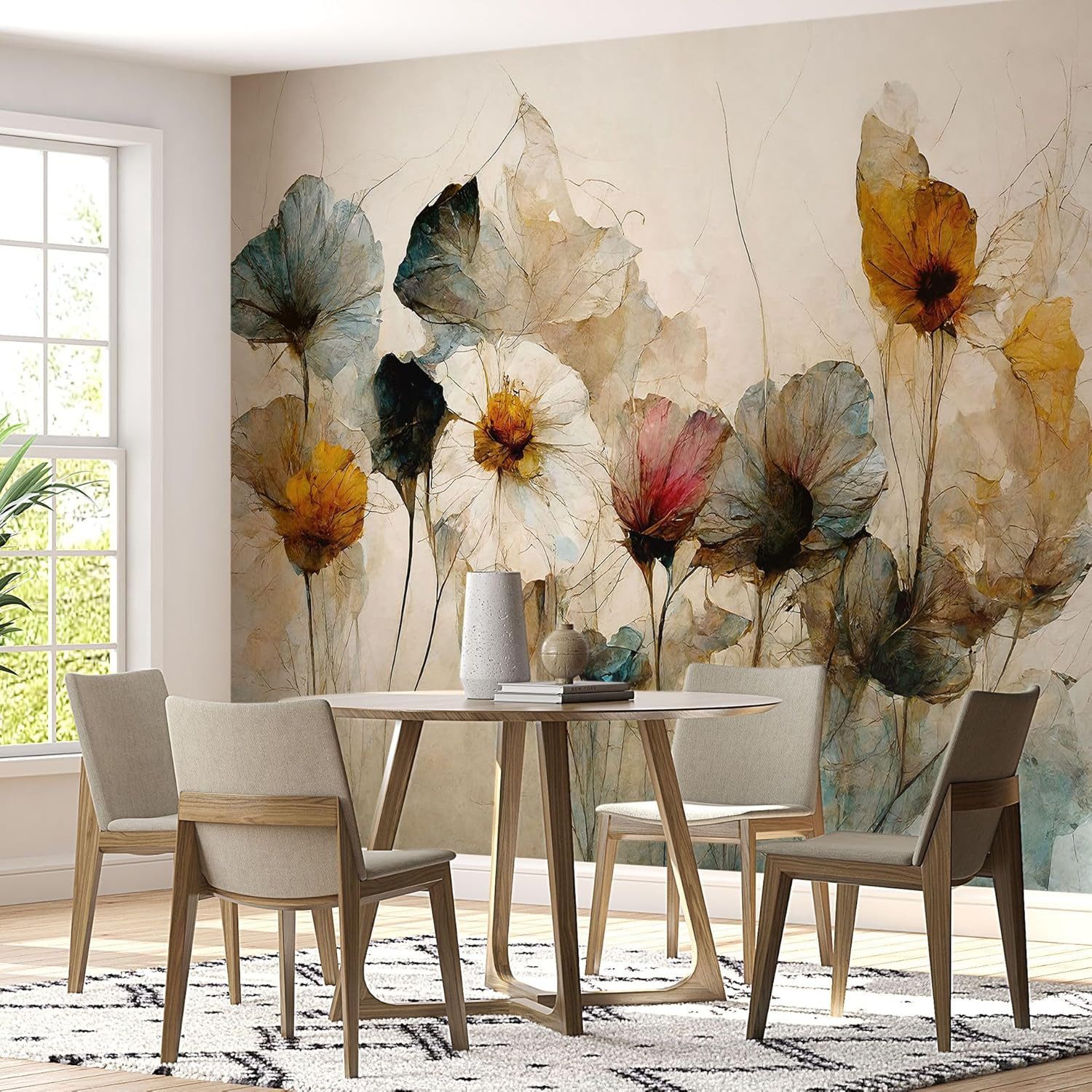 K&L Wall Art Vliestapete Botanische XXL Fototapete Natur Blumentapete große Naturtapete, floral, bedruckt, matt, moderne Wohnzimmertapete aus Vlies, individuell in Berlin angefertigt