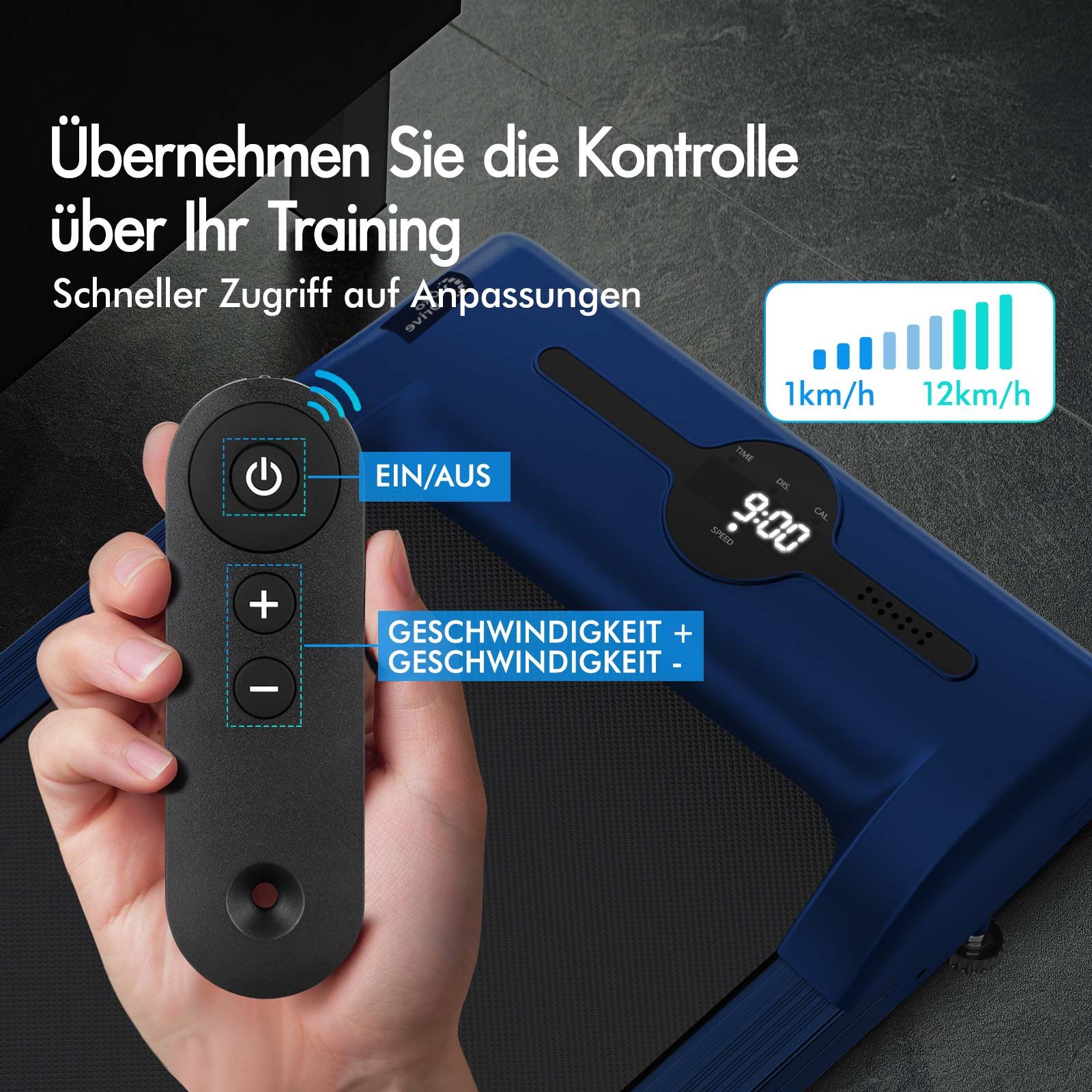BLACK LORD Laufband für Zuhause, Walking Pad, Klappbares Untertisch-Laufband mit Armlehne (119 x 48,5 x 103 cm, 1-tlg), mit Bluetooth, Fernbedienung, Lautsprecher, 1-12km/h