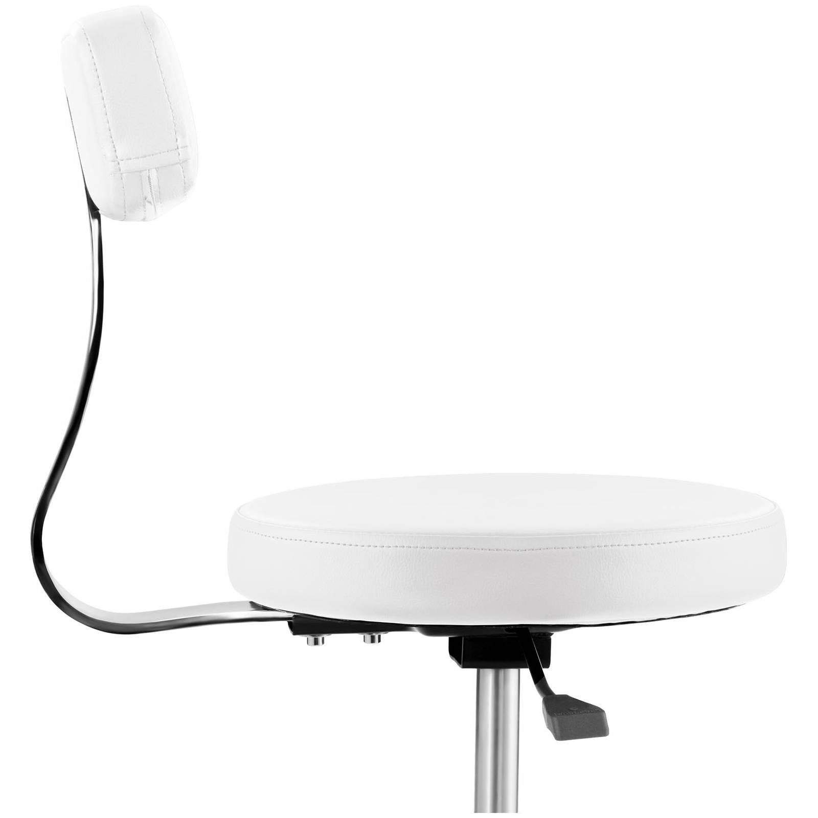 Physa Drehstuhl Rollhocker mit Lehne Drehhocker Arbeitshocker Praxis Weiß 150 kg, Weiß