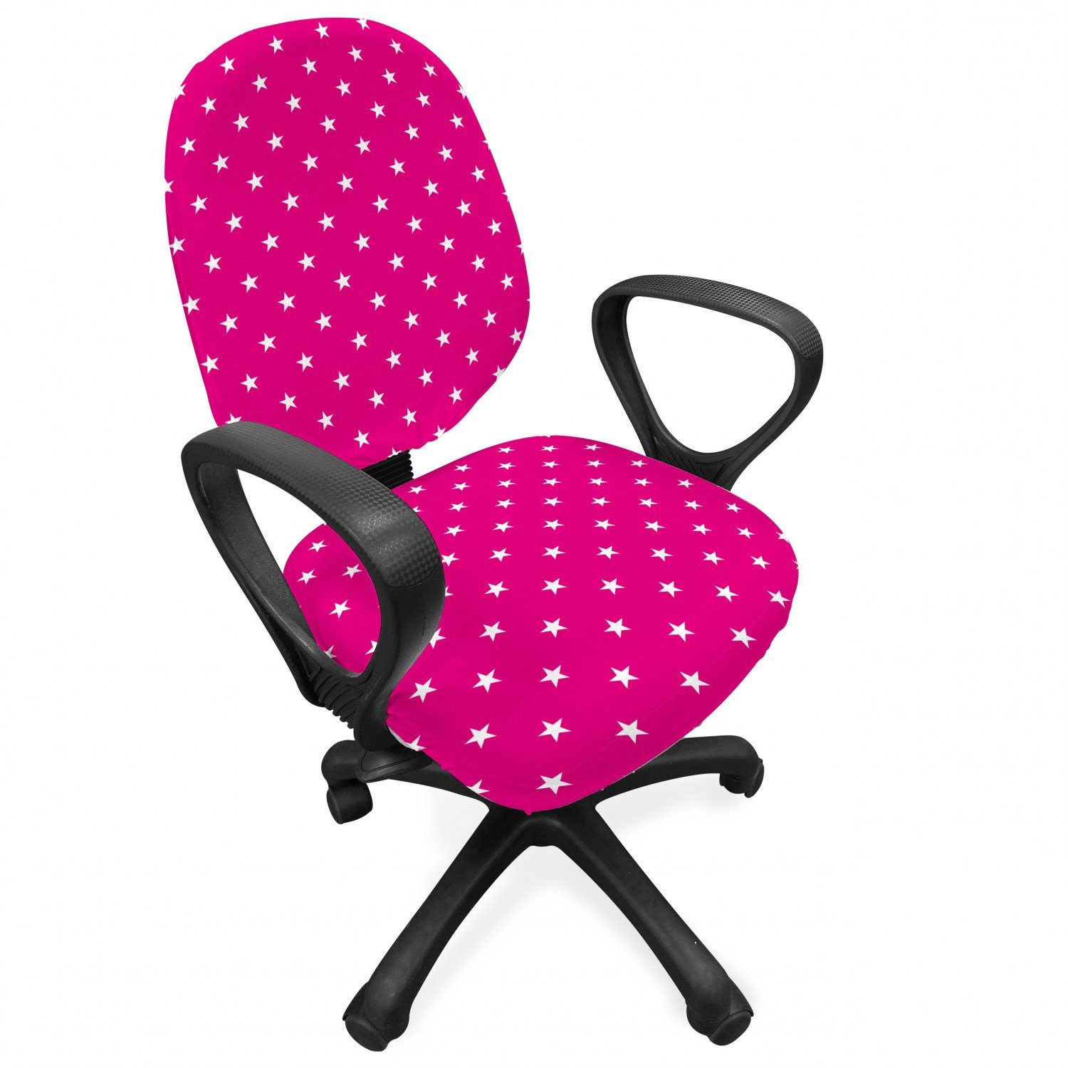 Bürostuhlhusse dekorative Schutzhülle aus Stretchgewebe, Abakuhaus, Hot Pink White Stars Girlish