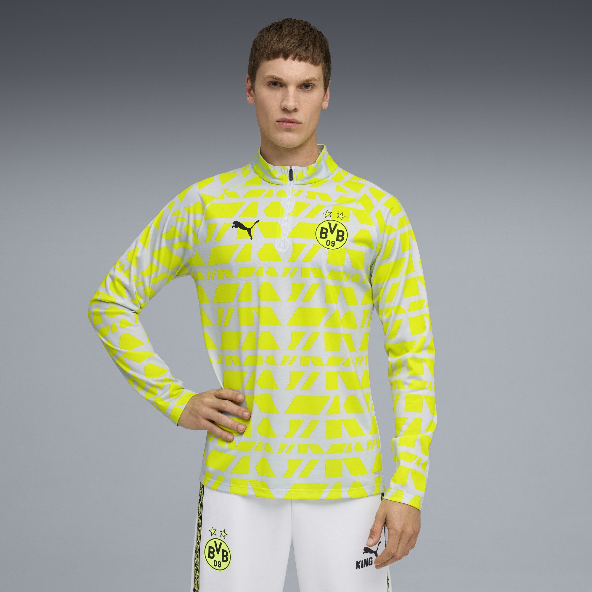 PUMA T-Shirt Borussia Dortmund Aufwärmoberteil mit viertellangem