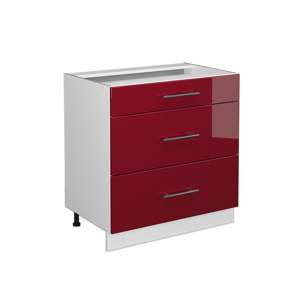 Vicco Unterschrank Fame-Line Bordeaux Hochglanz/Weiß, 80cm, günstig online kaufen