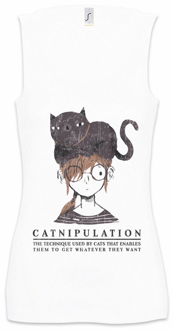 Tanktop Catnipulation Ärmelloses Damen T-Shirt Cats Cat Katze Katzen Liebe